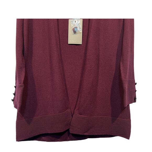 Evolution By Cyrus Sweater Myna Fine Knit Open Cardigan Burgundy Red Size Small - Picture 5 of 11